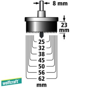 Wolfcraft Круна за дрво и гипс-картон 7 делна Ø 25-62 mm