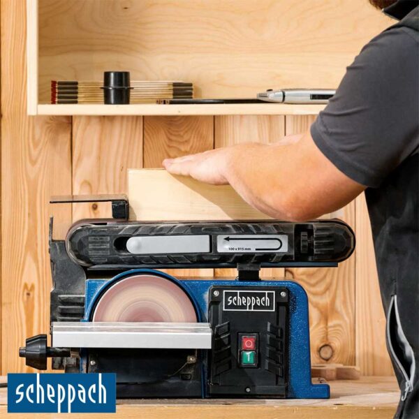 Scheppach BTS900 Комбинирана брусилка со лента и диск 370W