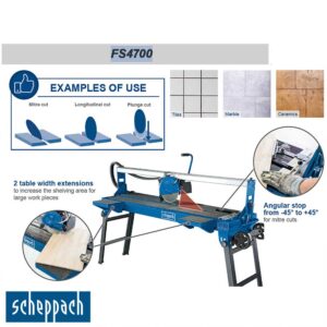 Scheppach FS4700 1200W машина за сечење плочки и камен на постоље