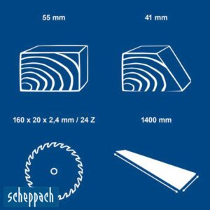 Scheppach PL55 1200W потопен циркулар со 2 × 700 mm водечки шини